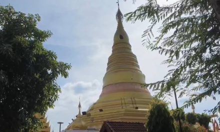 พะเยาฮือฮา! ผึ้งหลวงนับพันทำรังปลายเจดีย์ ชเวดากองจำลอง วัดศรีจอมเรือง แผ่รังงดงามดั่งนกยูงรำแพน