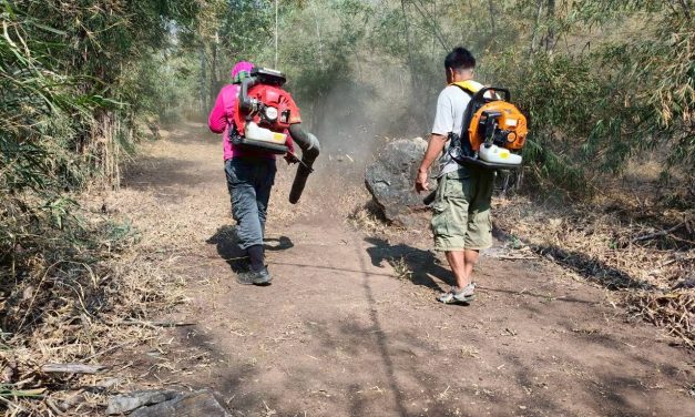 กาญจนบุรี – ประธาน ทสม. เร่งให้ความรู้ความเข้าใจแก่ประชาชนในชุมชน เร่งทำแนวกันไฟป่า ป้องกันฝุ่นละ ลดค่า pm 2.5 ด้วยการงดการเผาวัชพืชทุกชนิด