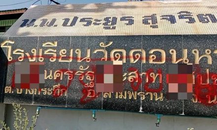 นครปฐม สองโจ๋คึกคะนองพ่นสีป้ายโรงเรียนวัดดอนหวายถูกติดตามตัวนั่งขอขมากับพฤติกรรมไม่เหมาะสมท่ามกลางความไม่พอใจ