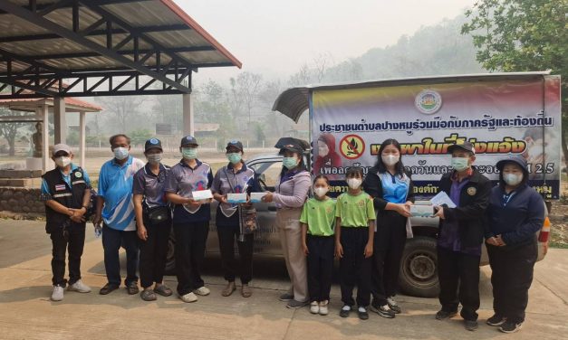 หน่วยงานรัฐในตำบลปางหมู อ.เมืองแม่ฮ่องสอน จ.แม่ฮ่องสอน จัดรณรงค์ป้องกันฝุ่นพิษด้วยการสวมหน้ากากอนามัยเพื่อป้องกันฝุ่นพิษที่ส่งผลกระทบต่อสุขภาพของประชาชน