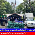 มุกดาหาร  กรมปศุสัตว์สนธิกำลังหน่วยความมั่นคงในพื้นที่ ตรวจยึดหนังหมูแช่แข็ง จำนวน 36 กระสอบ ประมาณ 720 กิโลกรัม ลักลอบนำเข้าจากประเทศเพื่อนบ้าน