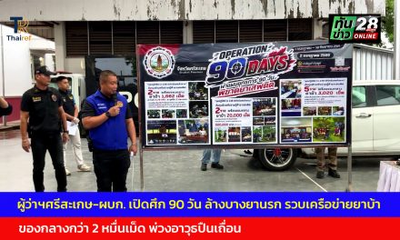 ผู้ว่าฯศรีสะเกษ-ผบก. เปิดศึก 90 วัน ล้างบางยานรก รวบเครือข่ายยาบ้า ของกลางกว่า 2 หมื่นเม็ด พ่วงอาวุธปืนเถื่อน
