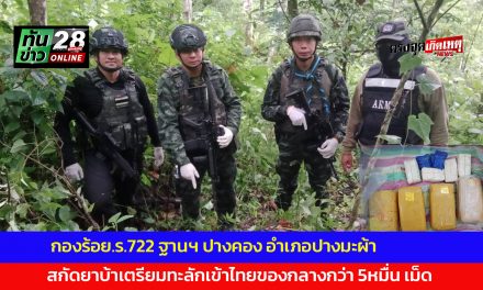 แม่ฮ่องสอน  กองร้อย .ร.722 สกัดยาบ้าเตรียมทะลักเข้าไทย