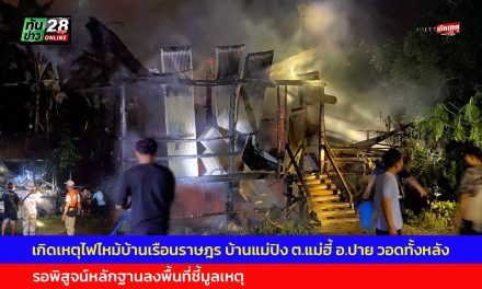 แม่ฮ่องสอน เกิดเหตุไฟไหม้บ้านเรือนราษฎร บ้านแม่ปิง ต.แม่ฮี้ อ.ปาย วอดทั้งหลังข้าวของเอกสารทางราชการวอดไปหมด รอพิสูจน์หลักฐานลงพื้นที่ชี้มูลเหตุ