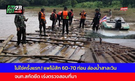 แม่ฮ่องสอน สบอ.16 แม่สะเรียง ร่วมกับกรมทหารพรานที่ 36 ร่วม สกัดยึดแพไม้สัก 60-70 ท่อน ริมสาละวิน