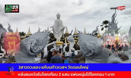 ปทุมธานี  2สาวดวงเฮง แก้บนท้าวเวสฯ วัดดอนใหญ่ หลังสมหวังรับโชคเกือบ 2 แสน แฟนหนุ่มได้โชคทอง 1 บาท