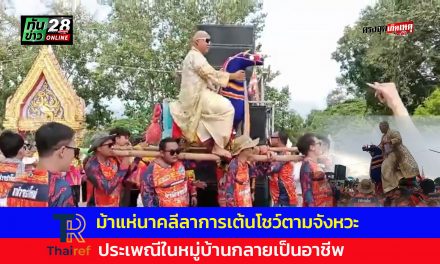 อ่างทอง สีสันสุดมัน ม้าแห่นาค ลีลาการเต้นโชว์ตามจังหวะ ประเพณีในหมู่บ้านกลายเป็นอาชีพรับแห่บนหลังม้าจำลองมาหลายรุ่น