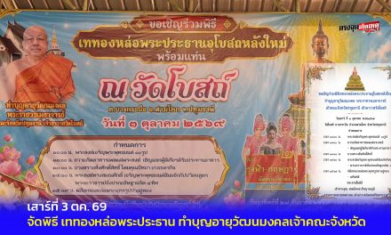 ปทุมธานี เชิญร่วมมหากุศลวัดโบสถ์ จัดพิธีเททองหล่อพระประธาน ทำบุญอายุวัฒนมงคลเจ้าคณะจังหวัด  3 ต.ค. นี้