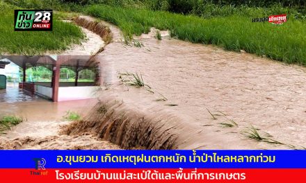 แม่ฮ่องสอน อ.ขุนยวม เกิดเหตุฝนตกหนัก น้ำป่าไหลหลากท่วมโรงเรียนบ้านแม่สะเป่ใต้และพื้นที่การเกษตร